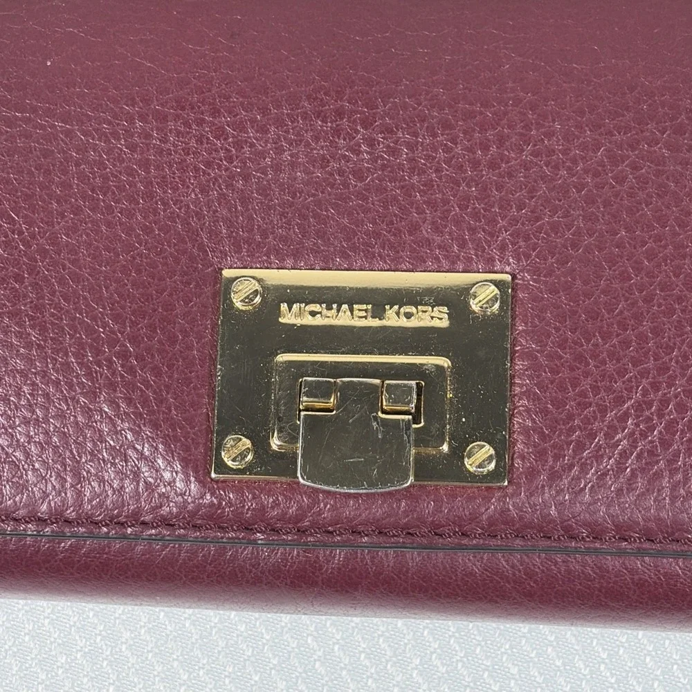 Michael Kors Astrid Carryall Wallet Red Pebbled Leather Clutch